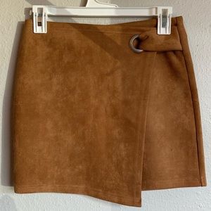 Forever 21 Faux Suede Tan Wrap Miniskirt - Size Small